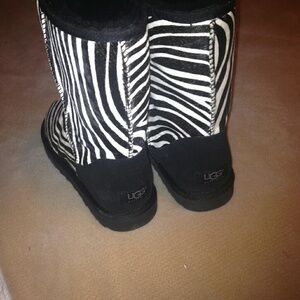 UGG Zebra Print Black and White Boots